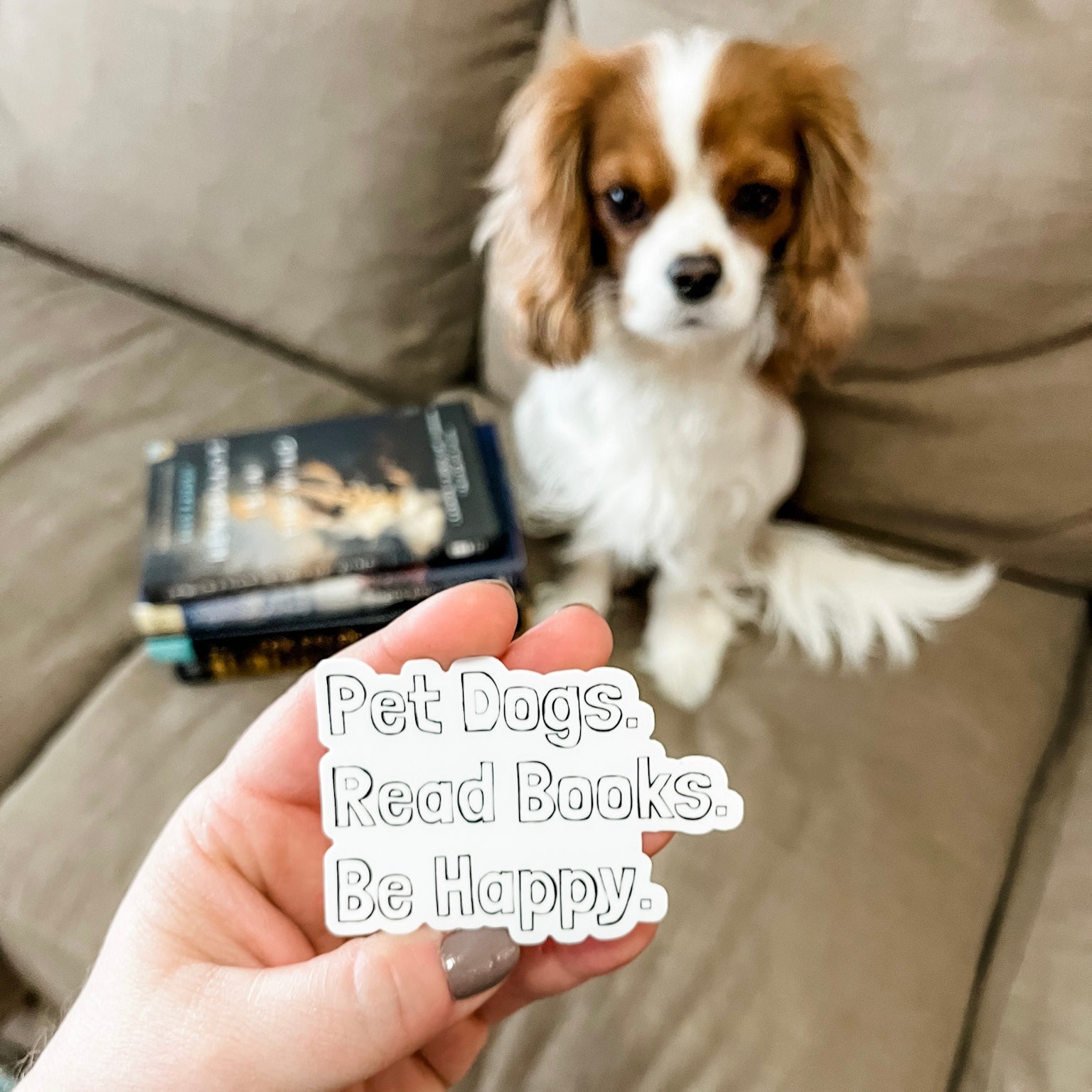 Pet Dogs, Read Books, Be Happy Sticker